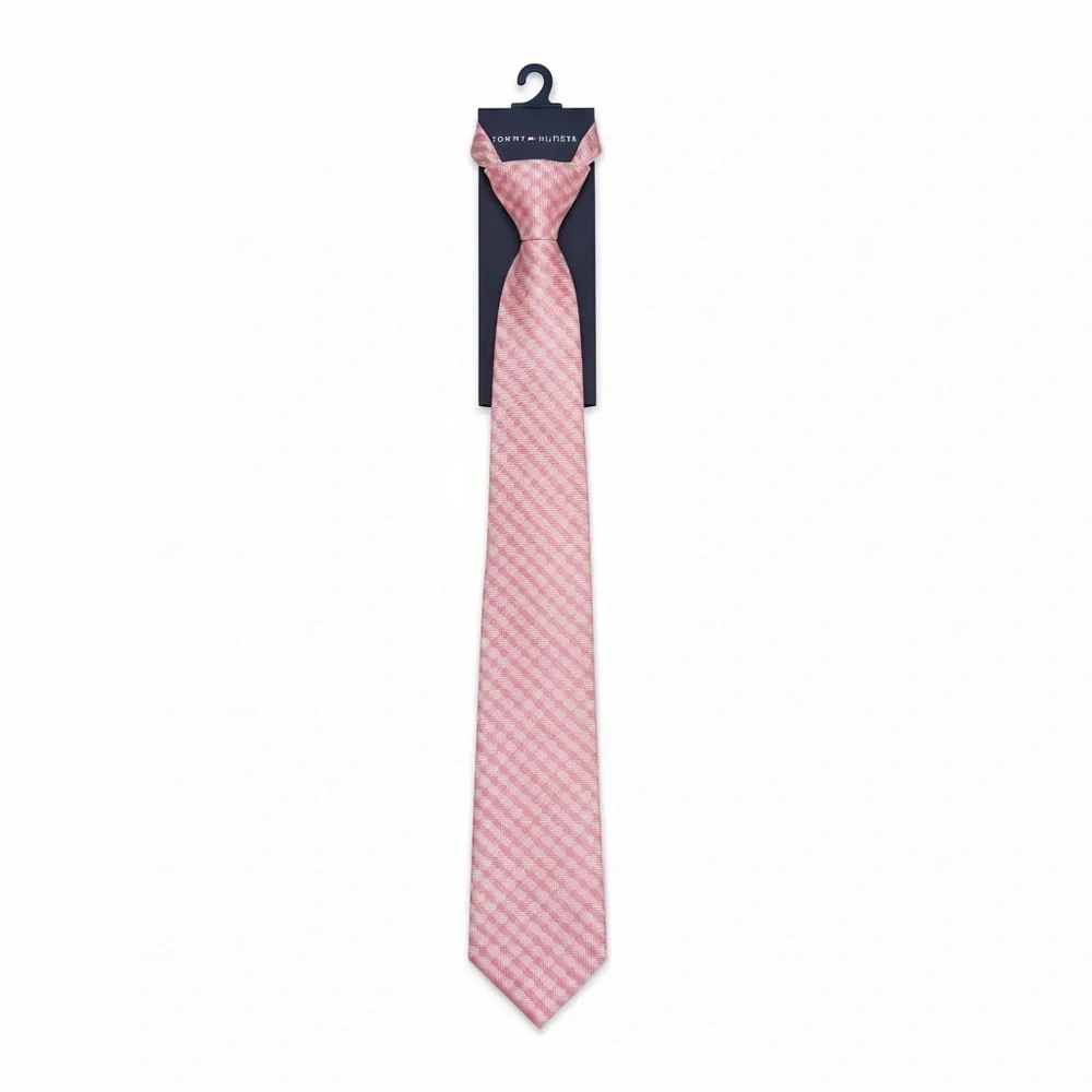 NWT Tommy Hilfiger Boys Pink Gingham Zipper Tie Easter Spring Summer‎ Wedding